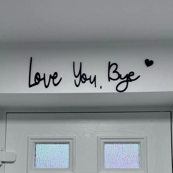 Bye Love You Wooden Script Sign Hallway Home Door, Love You Bye Sign Above Door, Family Wall Art Modern for Valentines Door Sign, Wood Wall Hanging Sign with Glue Point