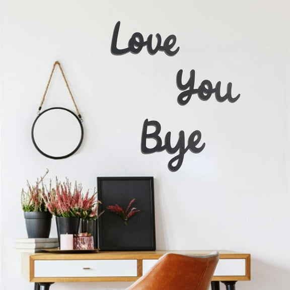 Bye Love You Wooden Script Sign Hallway Home Door, Love You, Bye Sign Above Door, Wood Entryway Decor Door Topper, Family Wall Art Modern for Valentine's Decoration with Glue Point,Black