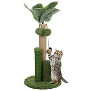 Byepica 19'' Cat Scratching Post, Cactus Cat Scratcher, Cat Tree with Dangling Toy, Plush Sisal Scratch Pole for Indoor Kittens