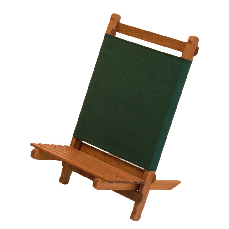 Portable Keruing Wood Lounger with Heavy-Duty Green Polyester