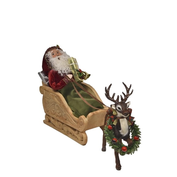 Byers' Choice Sleigh Santa w/Reindeer 3253 from The Santa Collection