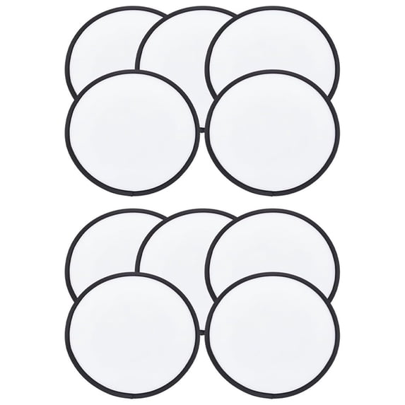 Byfri 10 Pack White Round Foldable Flying Disc Hand Fans Japanese Style Fans for Weddings Home Decor 25cm