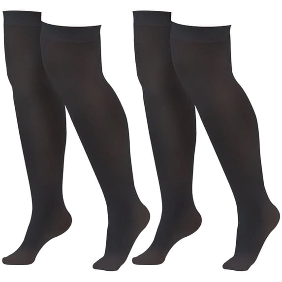 Byfri 2 Pairs Plus Size Calf Compression Socks Black XL Polyester Spandex Knee High for Women Sports Travel