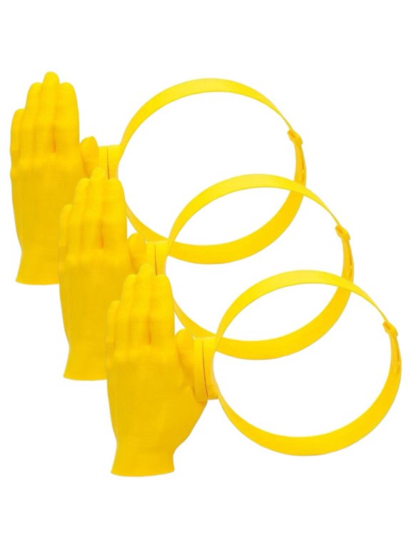 3 Pack Palm Shaped Sun Visor Hat Funny Hands-Free Headwear for Beach Outdoor Yellow 20x10cm