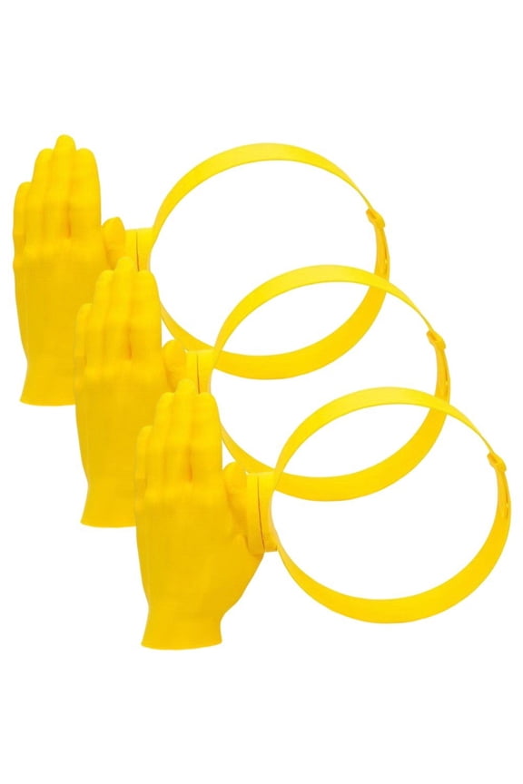 3 Pack Palm Shaped Sun Visor Hat Funny Hands-Free Headwear for Beach Outdoor Yellow 20x10cm