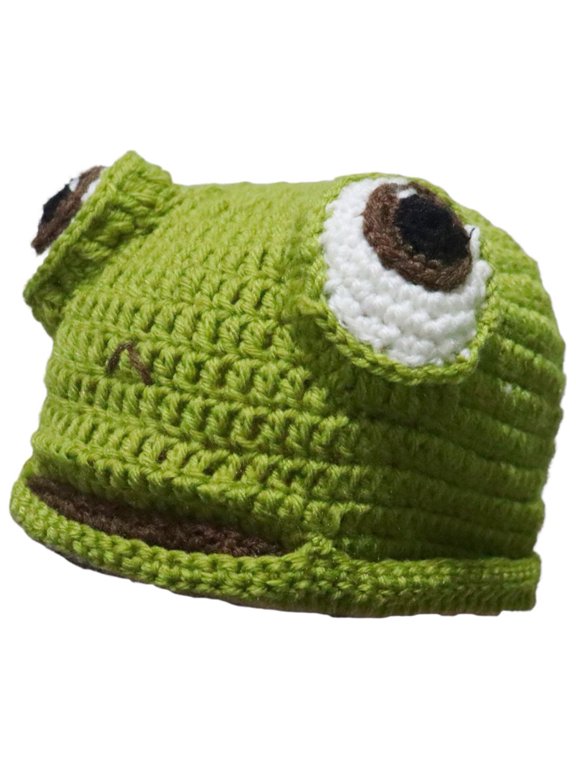 Acrylic Ugly Frog Knitted Hat Big Eye Winter Beanie 55-60cm Green