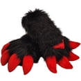 thumbnail image 1 of Byfri Black Furry Dragon Paw Full Finger Mittens, Plush Anime Gloves for Themed Events, Black 38x20cm, 1 of 7