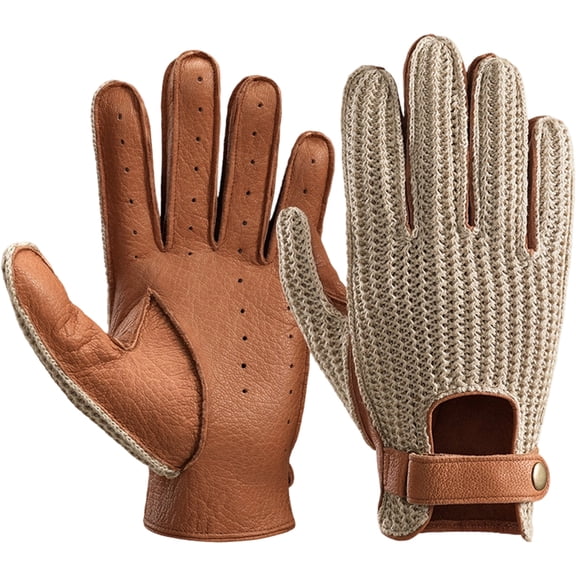 Byfri Brown Goatskin Equestrian Riding Gloves, Breathable Anti-Slip Full Finger for Men Women, Brown L