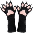 thumbnail image 1 of Byfri Black Plush Cat Claw Gloves, Cartoon Kitten Paw Full Finger Mittens for Themed Events, Black One Size 40x15cm, 1 of 7