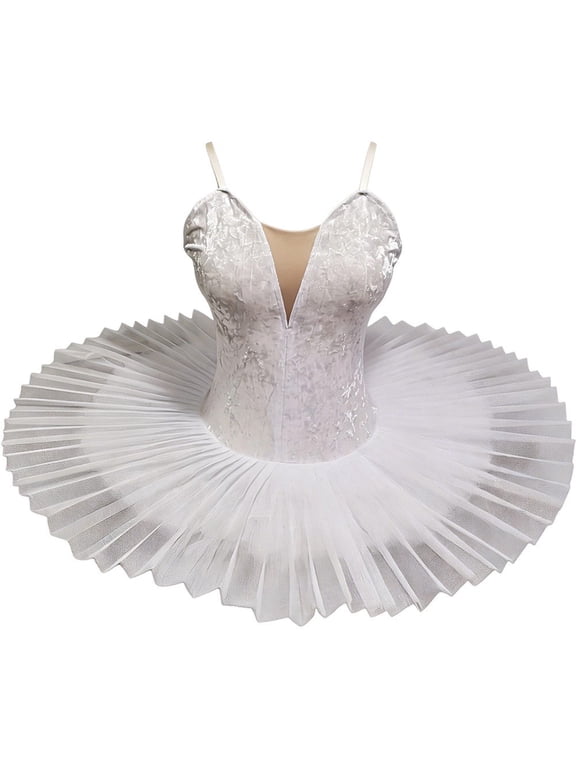 Classic Pancake Tutu Ballet Dress Swan Lake Style Dancewear for Recitals & Training Size S White