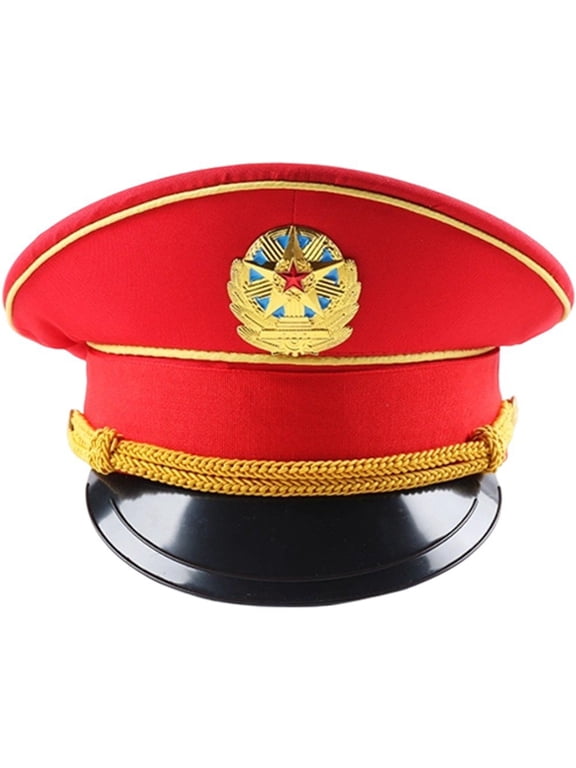 Cotton Navy Officer Cap Military Adjustable Army Hat Red 56-58cm
