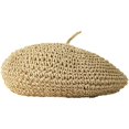 thumbnail image 1 of Byfri Crochet Straw Beret Hat French Artist Style Summer Hat for Women Daily Wear 54-58cm, 1 of 7
