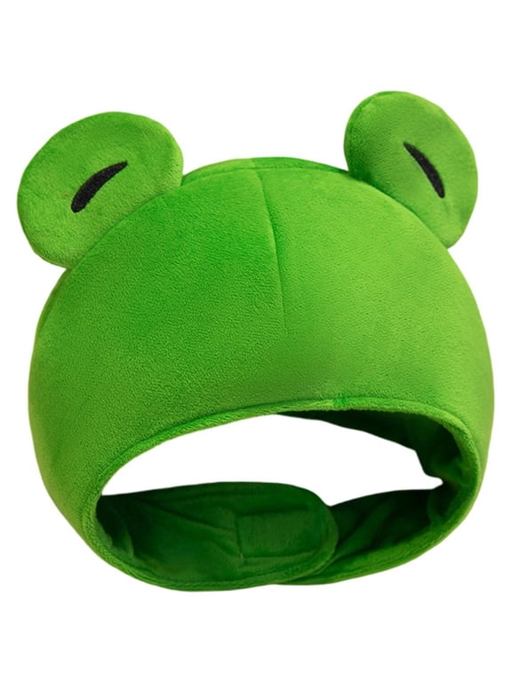 Cute Plush Frog Hat, Full-Head Novelty Cap for Themed Parties and Photo Props, Frog Adjustable