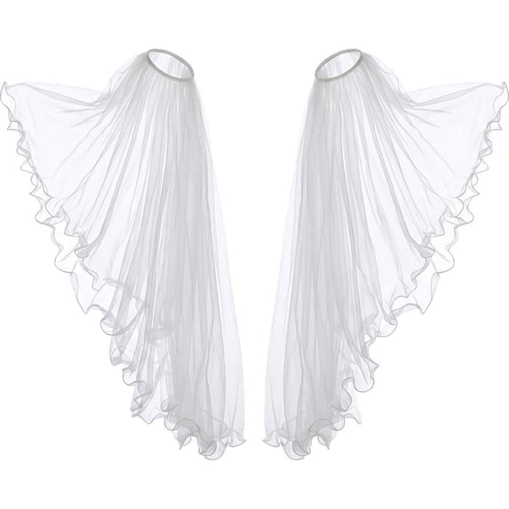 Byfri Detachable Bridal Tulle Sleeves Ivory 95cm Nylon Sheer Arm Gloves for Wedding Formal Events