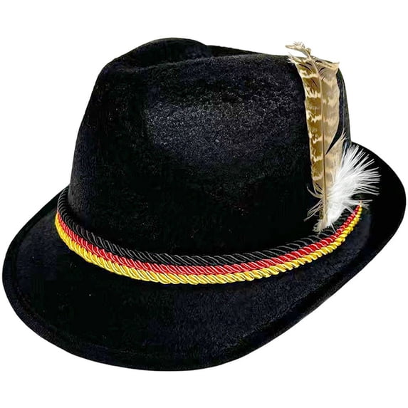 Byfri Felt Trilby Fedora Hat Jazz Style Oktoberfest Festival Hat for Men 24x12.5x28.5cm