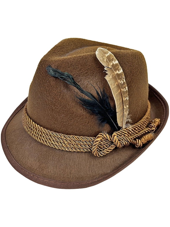 Felt Trilby Fedora Hat Jazz Style Oktoberfest Festival Hat for Men 24x12.5x28.5cm