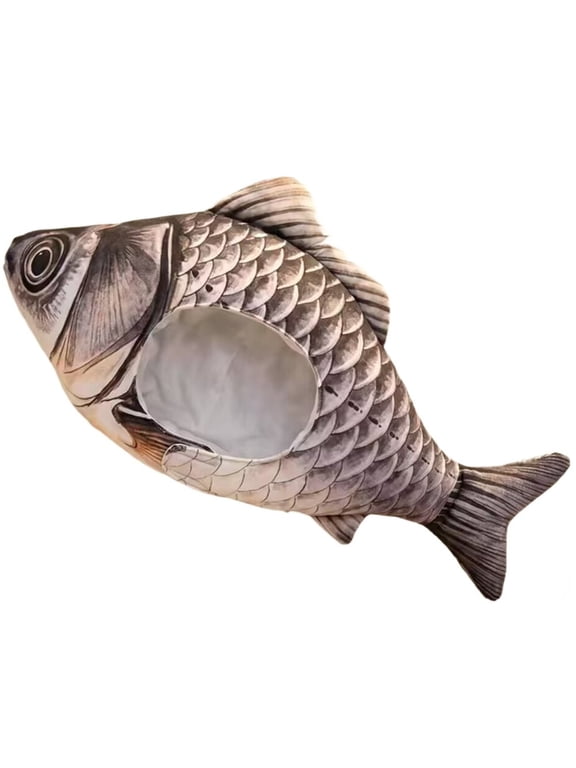 Funny Crucian Carp Plush Fish Hat, Novelty Animal Headgear for Themed Gatherings and Stage Shows, Fish 70x30cm
