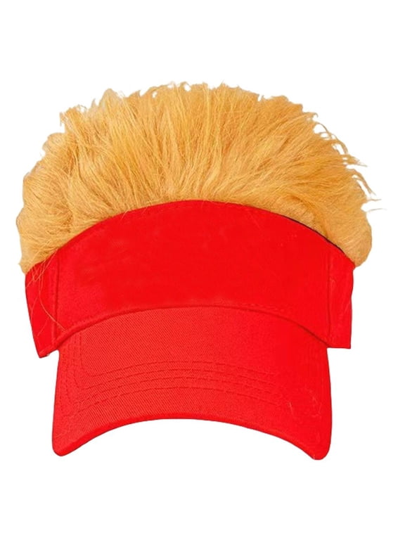 Funny Hair Visor Baseball Cap, Novelty Wig Hat for Men's Outdoor Activities and Gatherings, Yellow One Size