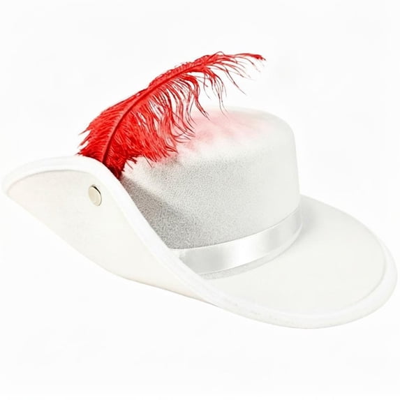 Byfri Gentleman Fedora Hat White 58cm Classic Wide Brim with Feather for Formal Events