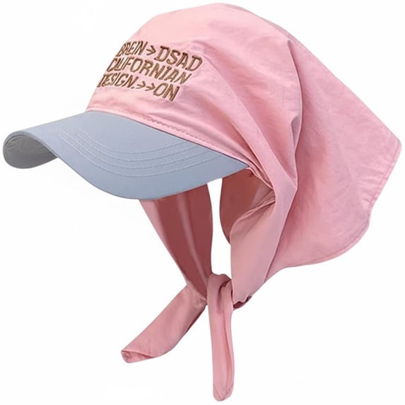 Byfri Integrated Scarf Baseball Cap Sun Protection Visor Hat for Women Summer Beach Wear One Size