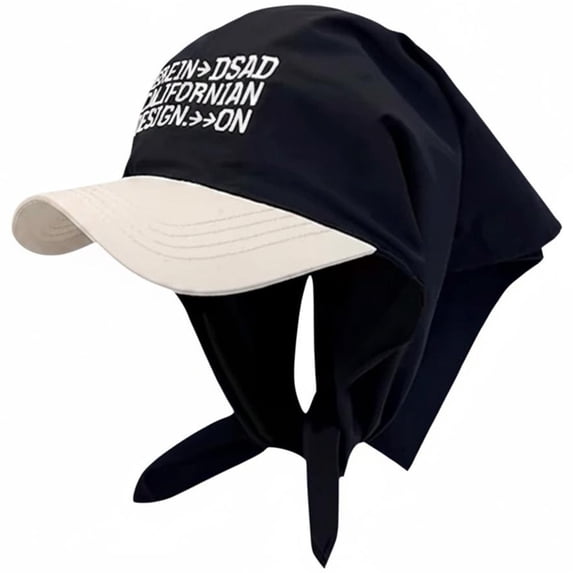Byfri Integrated Scarf Baseball Cap Sun Protection Visor Hat for Women Summer Beach Wear One Size