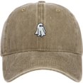 thumbnail image 1 of Byfri Khaki Halloween Ghost Embroidered Baseball Hat 56-62cm Adjustable Washed Cotton Dad Cap, 1 of 7