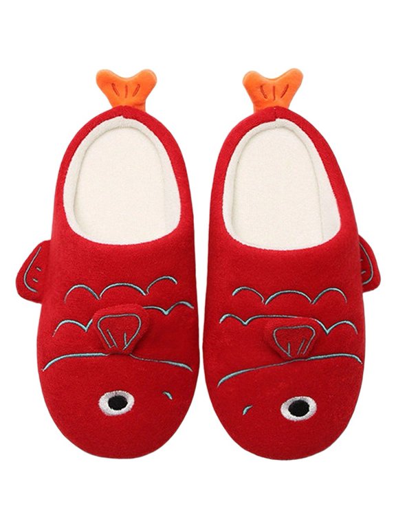 Koi Fish Slippers Soft Fleece Red Carp House Shoes TPR Sole Size 38 39 1Pair