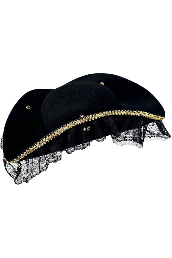 Lace Trim Tricorne Pirate Hat Themed Party Hat 36x33x11cm