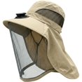 thumbnail image 1 of Byfri Mosquito Net Sun Hat with Solar Fan Wide Brim Fishing Hat for Outdoor Camping Khaki 58-60cm, 1 of 7