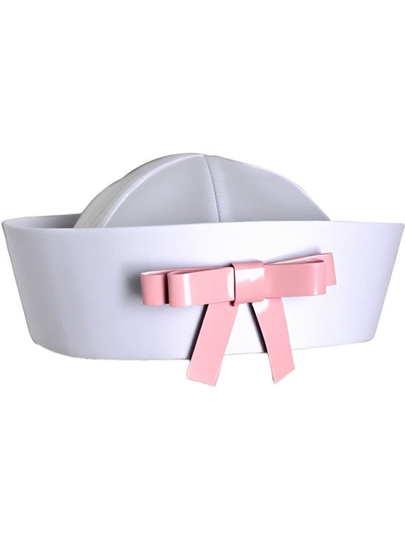 Nautical Sweet Bow Sailor Hat Navy Yacht Captain Cap Crisp White 58cm 1Pc