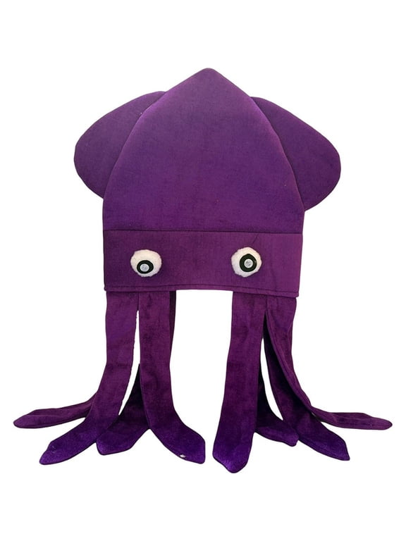 Octopus Plush Hat Purple Soft Fabric Headwear 70cm for All Ages Themed Parties