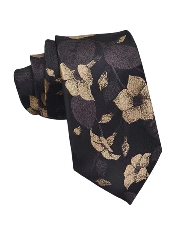 Polyester Retro Leaf Petal Pattern Necktie Classic Business Tie Style 2 145cm