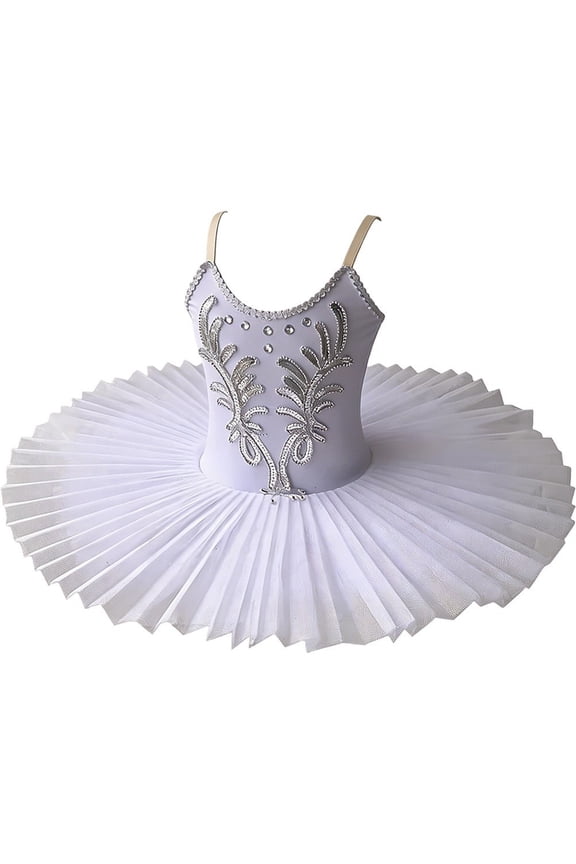 Professional Swan Lake Ballet Tutu Dress Hard Organdy Platter Skirt for Recitals & Competitions Size M White