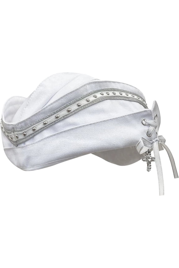 Punk Style Sailor Beret Hat with Cross Pendant Fashion Statement Hat 56-58cm