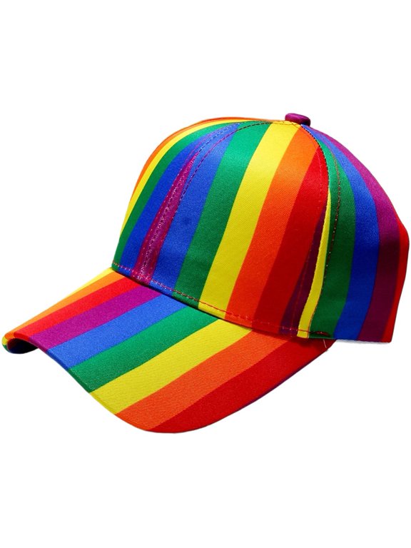 Rainbow Vertical Stripe Pride Baseball Cap Adjustable Sun Hat Style B 60cm 1Pc