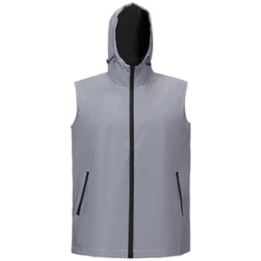 Byfri Reflective Hi Vis Cycling Vest, Sleeveless High Visibility Running Safety Jacket for Men, Gray XXL
