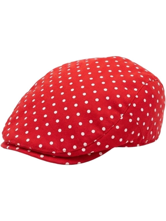 Retro Polka Dot Newsboy Flat Cap Gatsby Baker Boy Ivy Beret Red 58cm 1Pc