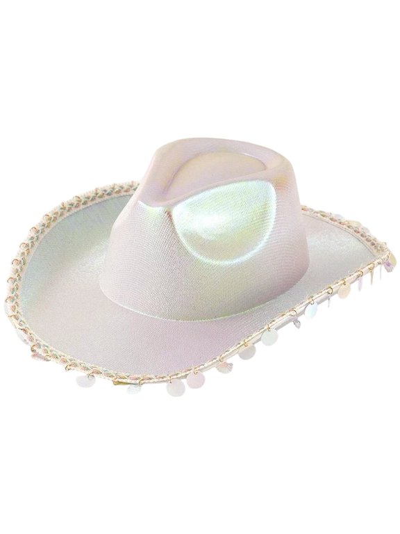 Seashell Fringe Western Cowboy Hat Party Fedora Hat for Weddings Festivals 56-58cm