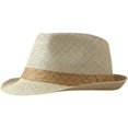 thumbnail image 1 of Byfri Straw Panama Jazz Hat Wide Brim Sun Fedora Hat for Beach Travel Beige + Khaki 56-58cm, 1 of 7
