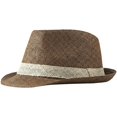 thumbnail image 1 of Byfri Straw Panama Jazz Hat Wide Brim Sun Fedora Hat for Beach Travel Coffee 56-58cm, 1 of 7