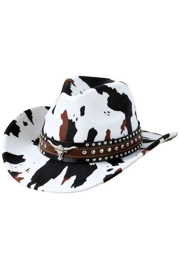 Unisex Wide Brim Western Cowboy Hat Adjustable Strap Outdoor Sun Hat 56-58cm