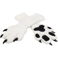 thumbnail image 1 of Byfri White Black Furry Animal Paw Gloves 40x15cm Warm Plush Mittens for Winter Festive Events, 1 of 7
