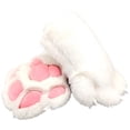 thumbnail image 1 of Byfri White Furry Cat Paw Full Finger Mittens, Plush Animal Gloves for Themed Festivities, White 32x24cm, 1 of 7