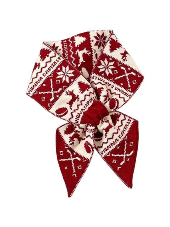 Wine Red Deer Pattern Winter Neck Wrap Scarf
