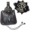 thumbnail image 1 of Byhoo DND Dice Bags, Dice Tray Bags 2 In 1, Large Dice Bag Can Hold 6 DND Dice Sets, DND Dice Pouch, Suitable for DND Board Games, Glow in the Dark, PU Leather Dice Bag, Good Partner for Larp Players, 1 of 7