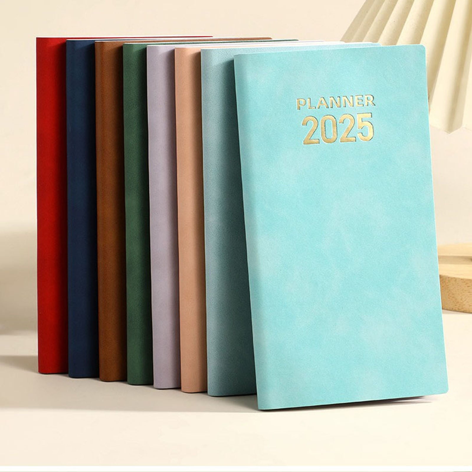 Byikun 2025 English Calendar Leather Notebook, A 365Day Luxurious Time
