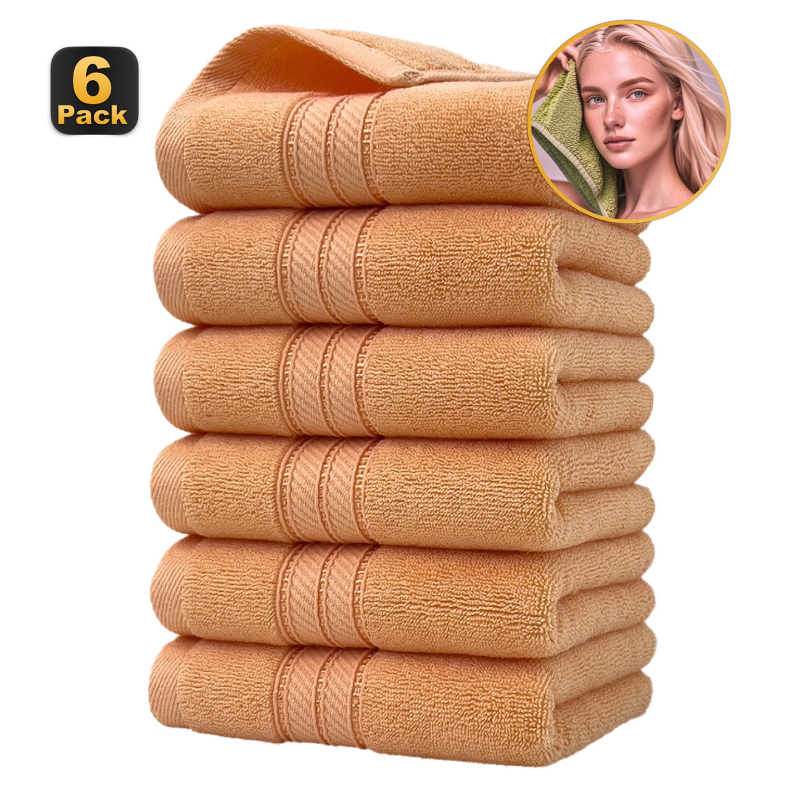 Byikun 6 Pack Towels Set Cotton Soft And Highly Absorbent 400GSM Towels ...