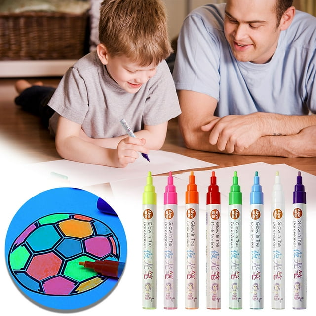 Byikun 8pc Colorful Luminous Highlighter Set - DIY Water-based Glow-in-the-Dark Markers for Hand Drawing, Student Graffiti, and Craft Projects, 10ml Each, Absorb Light for Long-lasting Glow