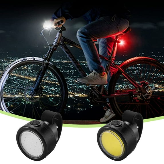 Mini COB Bicycle Lights Set, 100 Lumens, USB Rechargeable Front Headlight and Rear Taillight, Multi-Mode, Waterproof, Easy Install for Mountain & Road Bikes, 2-Pack with Straps
