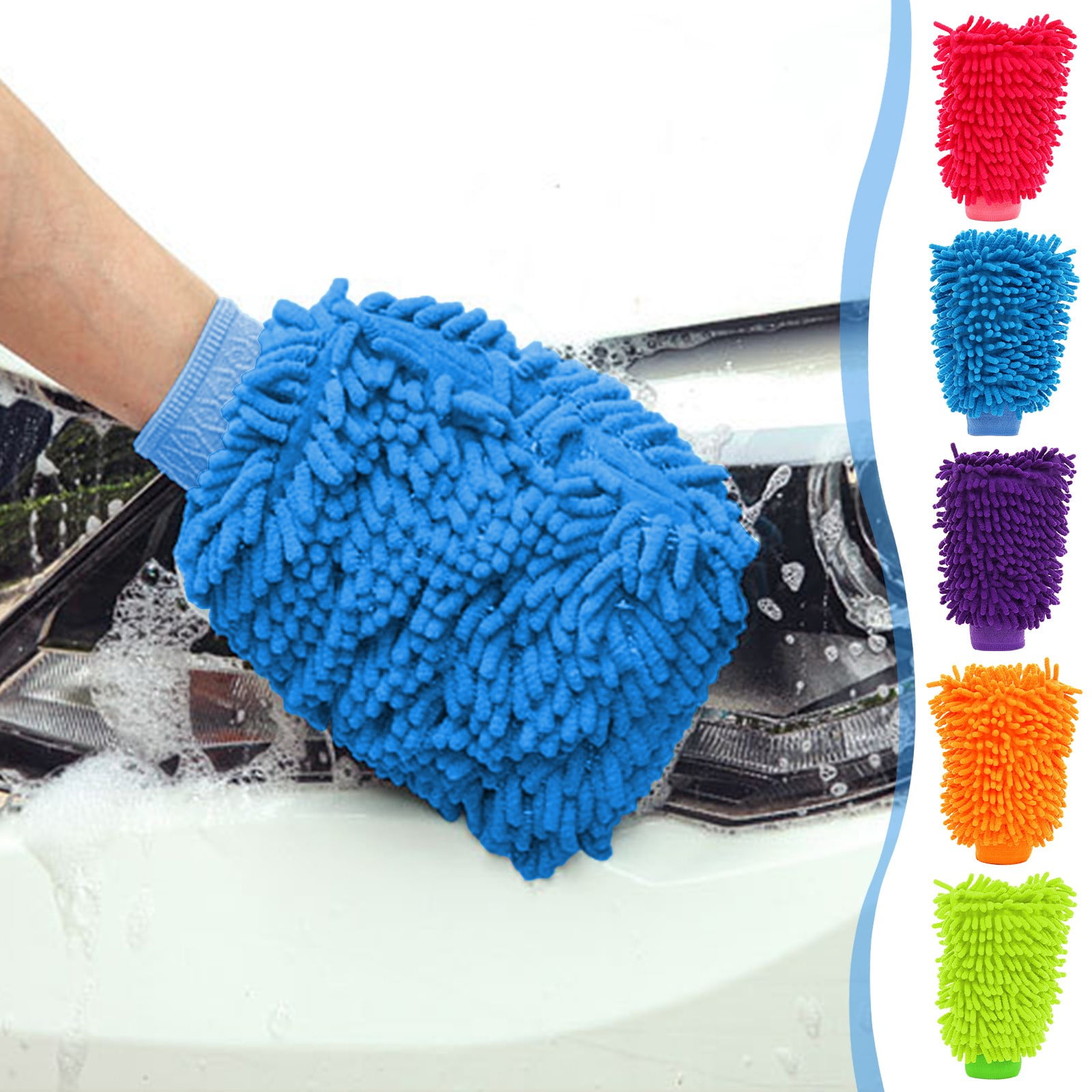 Byikun Chenilles Car Wash Mitts Coral Worm Car Wash Cloth Double Sided Car Wash Mitts